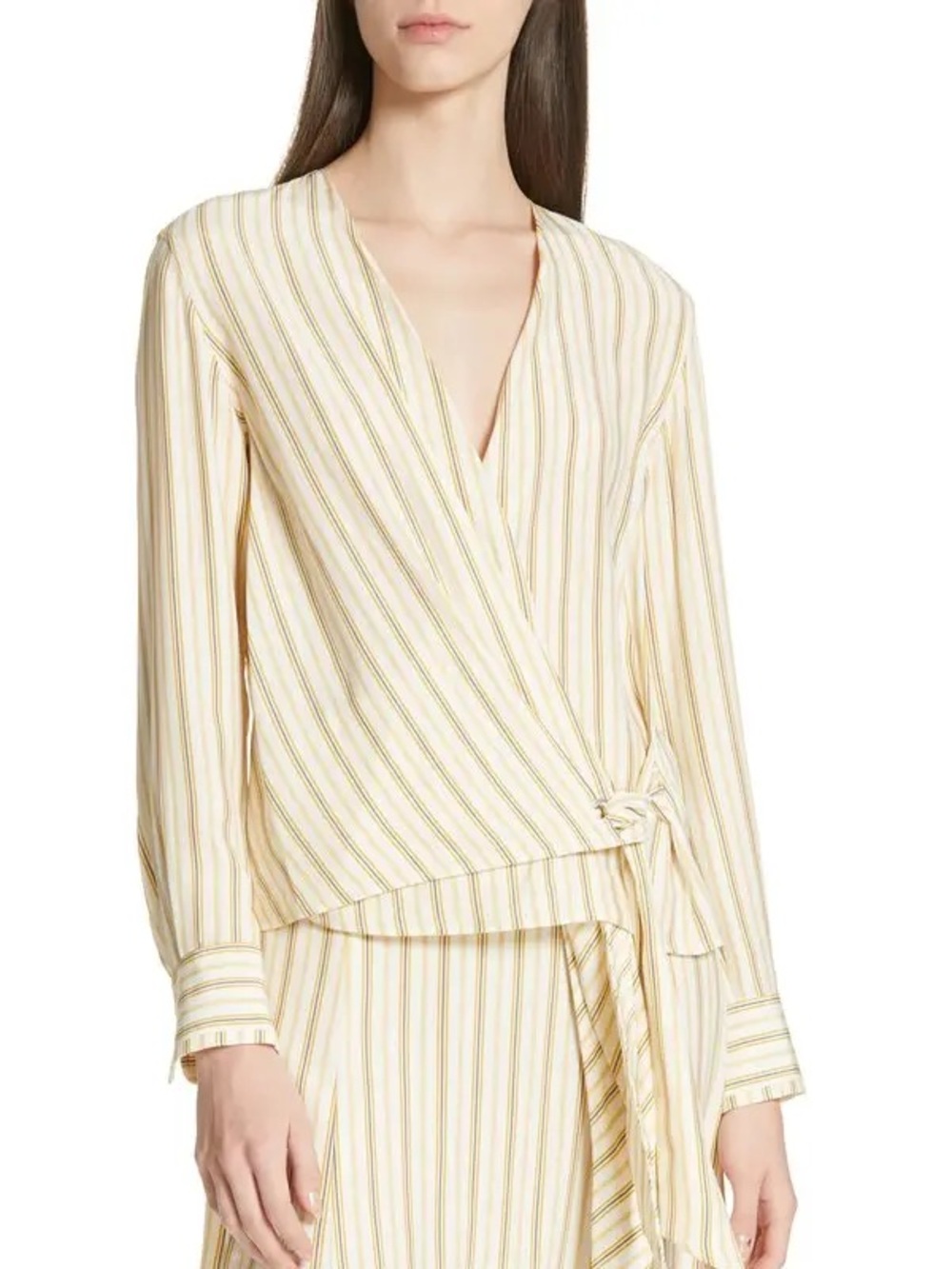 Rag & Bone Felix stripe Silk wrap  top size medium